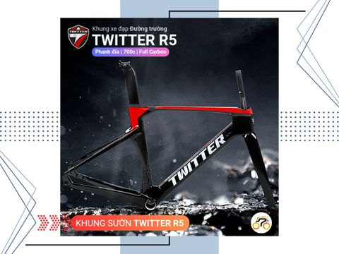 KHUNG SƯỜN XE ĐẠP ROAD 700c - TWITTER R5 - THẮNG ĐĨA - CARBON (KÈM CỐT YÊN, CHÉN CỔ)