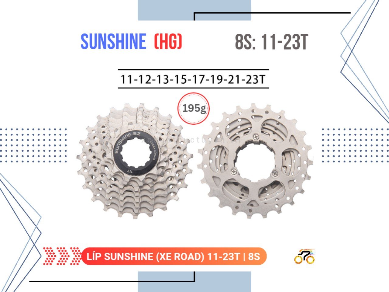 LÍP XE ĐẠP ROAD - 11/23T - SUNSHINE - KIỂU THẢ (8 TỐC ĐỘ)