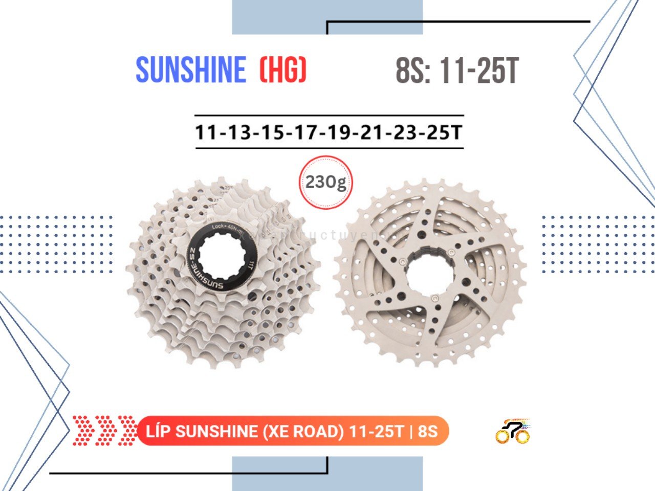 LÍP XE ĐẠP ROAD - 11/25T - SUNSHINE - KIỂU THẢ (8 TỐC ĐỘ)