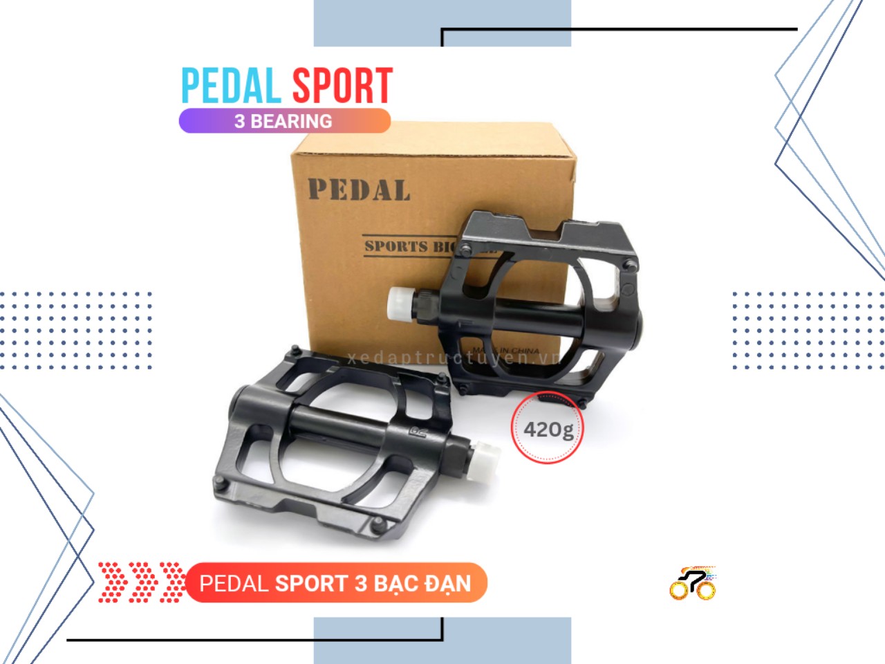 PEDAL XE ĐẠP - BÀN ĐẠP SPORTS - 3 BẠC ĐẠN TQ