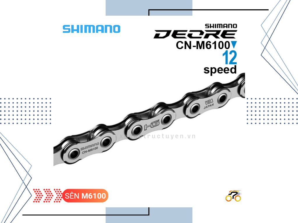 SÊN XE ĐẠP MTB - SHIMANO DEORE CN M6100 (118 MẮT, KÈM KHOÁ MỞ NHANH) (12 TỐC ĐỘ)