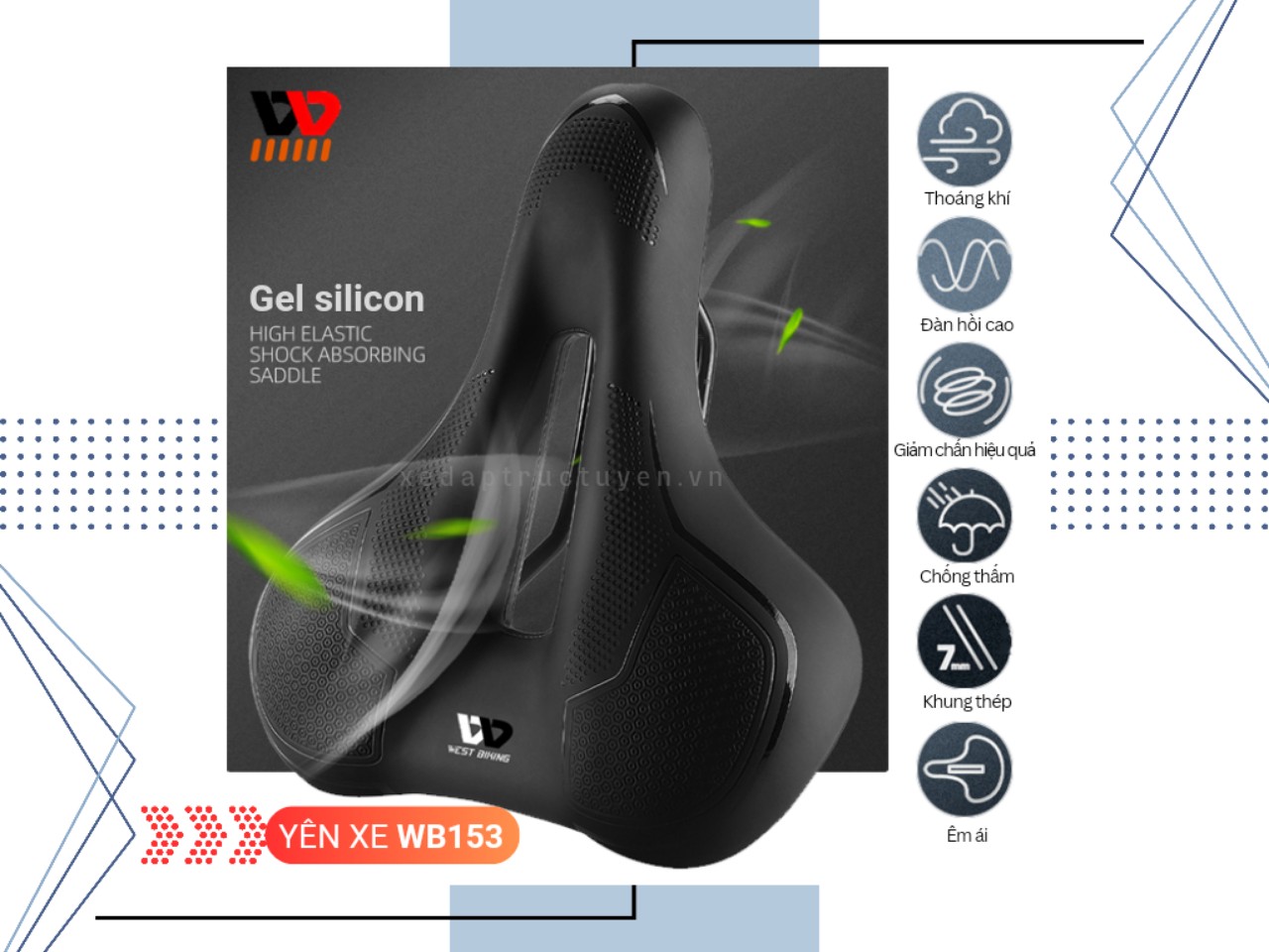 YÊN XE ĐẠP - WEST BIKING WB153 (GEL - BÓNG SILICON)