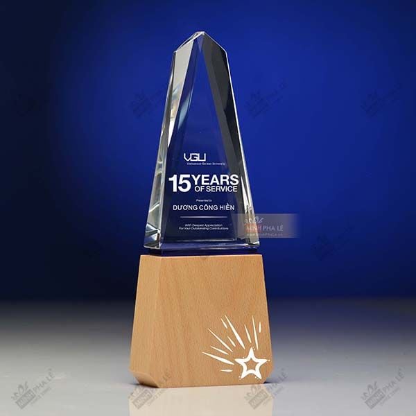 Cúp vinh danh pha lê gỗ CB021