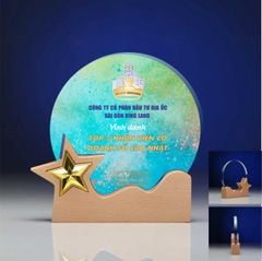 Kỷ niệm chương pha lê gỗ nhiều màu sắc CB030