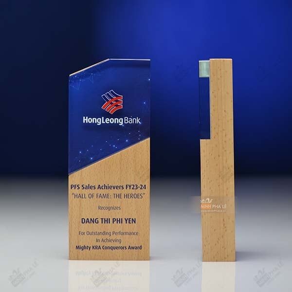 Cúp pha lê gỗ nhiều màu sắc CB031