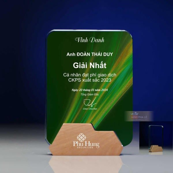 Kỷ niệm chương pha lê gỗ nhiều màu sắc CB032