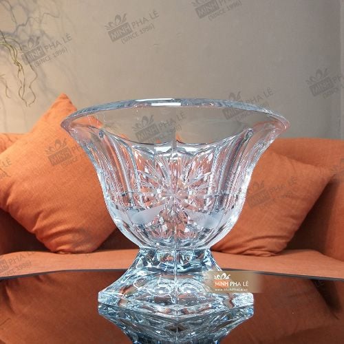 Thố pha lê cao cấp thố chân vuông hoa 8 cánh mài nơ  TA043-225
