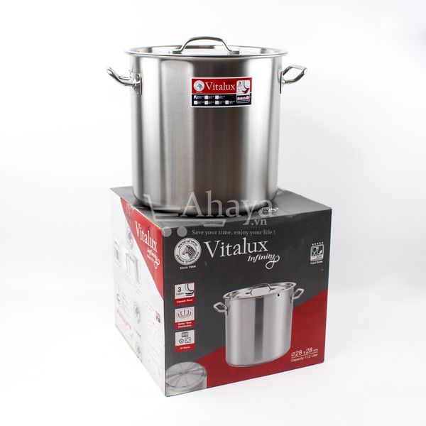 Nồi hầm inox 3 đáy thân cao Zebra Vitalux nắp inox 17.2L Thái Lan