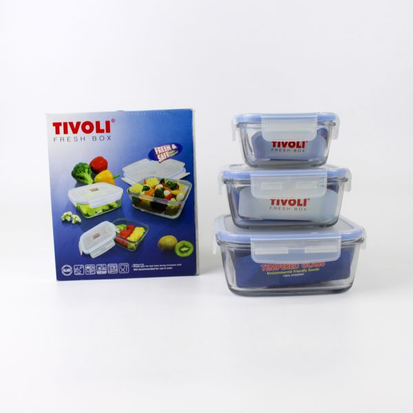 Bộ 3 thố thủy tinh cường lực hình vuông Tivoli  - Châu Âu