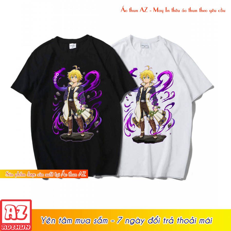 Áo thun Anime Thất hình đại tội Cuồng Long Meliodas màu đen và trắng M2803