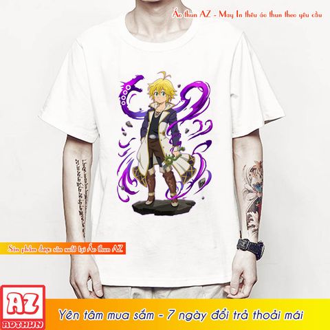  Áo thun Anime Thất hình đại tội Cuồng Long Meliodas màu đen và trắng M2803 