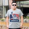 Áo thun Nam màu xám America đẹp độc đáo - BIGSIZE 3XL 4XL 5XL 6XL 7XL B1076