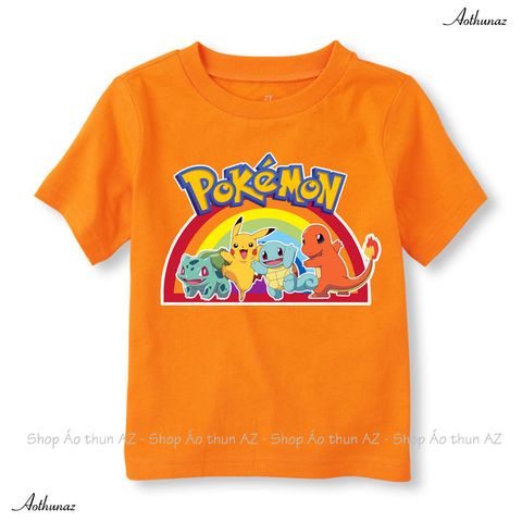  Áo thun trẻ em in hình Pokemon nhiều màu - Cotton Thái M2495 