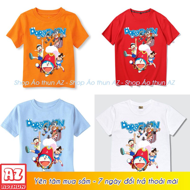 Áo thun Doremon trẻ em màu trắng đỏ cam xanh biển - Doraemon M2585