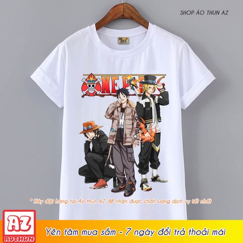  Áo thun One Piece in hình ACE SABO LUFFY Street Style - Mẫu mới M2599 