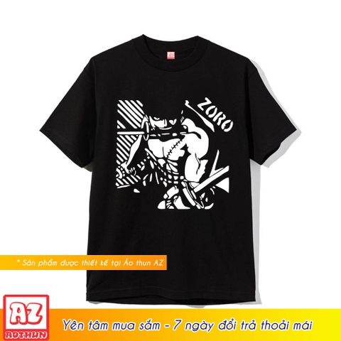  Áo thun One Piece màu đen in hình Zoro phản quang - Mẫu mới M2601 