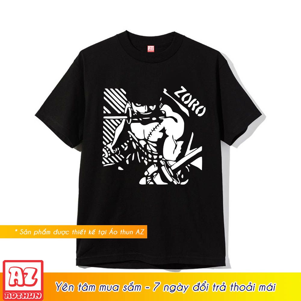 Áo thun One Piece màu đen in hình Zoro phản quang - Mẫu mới M2601