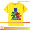 Áo thun trẻ em in hình Pj Mask màu trắng vàng xanh biển M2626