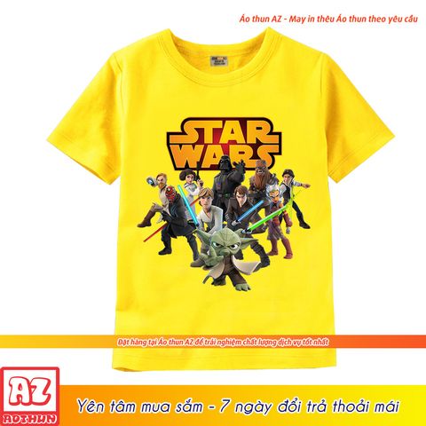  Áo thun trẻ em in hình Star War màu trắng vàng xanh biển M2627 