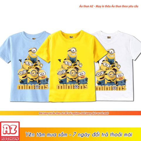  Áo thun trẻ em in hình Minion dễ thương - 3 màu trắng vàng xanh M2634 