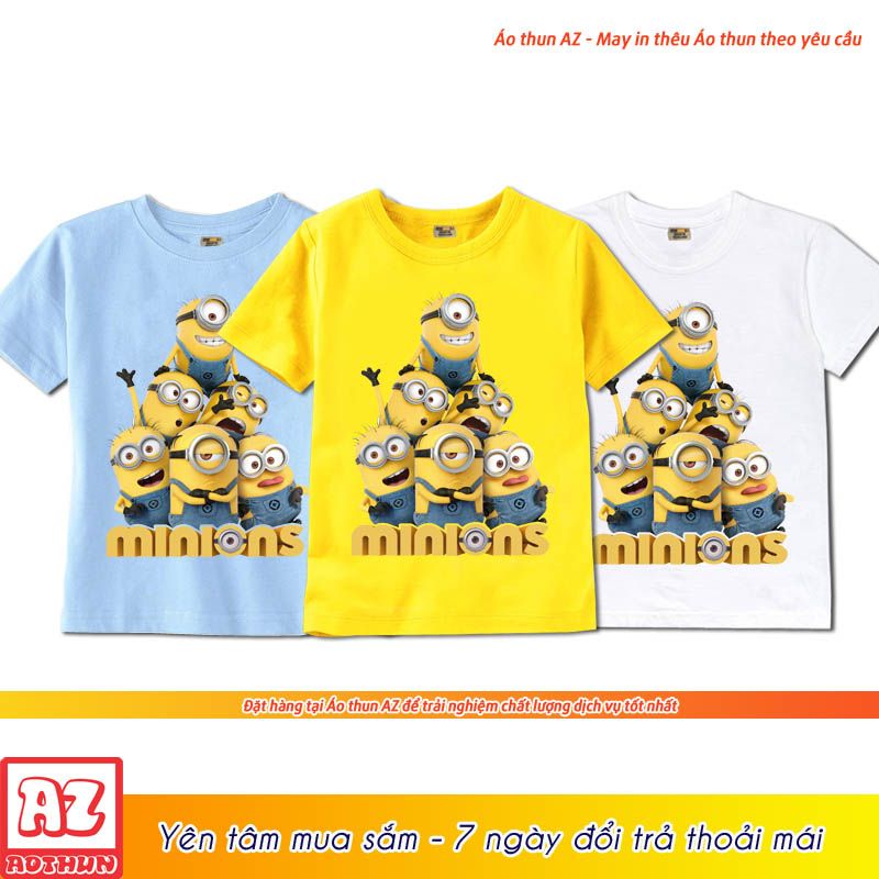 Áo thun trẻ em in hình Minion dễ thương - 3 màu trắng vàng xanh M2634