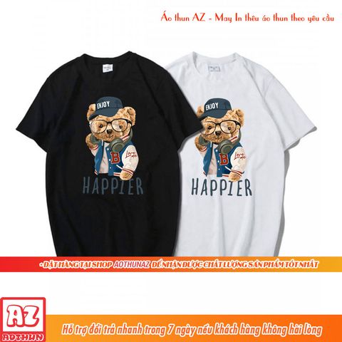  Áo thun nam nữ in hình gấu Teddy Good Boy - Vải cotton màu đen và trắng M2649 