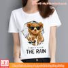 Áo thun nam nữ in hình gấu Teddy The Rain - Vải cotton thái thoáng mát M2650