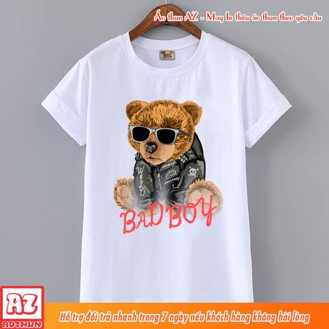  Áo thun nam in hình gấu Teddy Bad Boy - Vải cotton form rộng M2651 