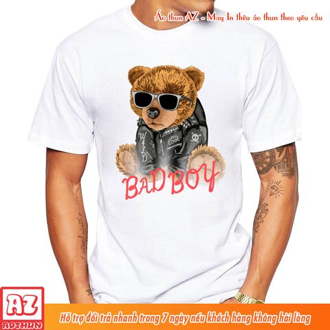  Áo thun nam in hình gấu Teddy Bad Boy - Vải cotton form rộng M2651 