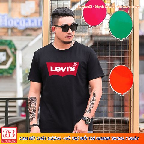  Áo thun nam Bigsize màu đen và trắng trên 100kg 5XL 6XL 7XL in logo Levis M2712 