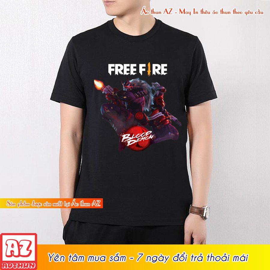 Áo thun Free Fire màu đen và trắng Blood Demon FF - Mẫu mới M2729