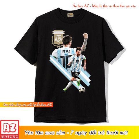  Áo thun màu đen nam nữ in hình Messi - Form Unisex M2732 