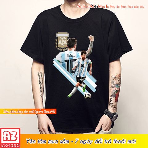  Áo thun màu đen nam nữ in hình Messi - Form Unisex M2732 