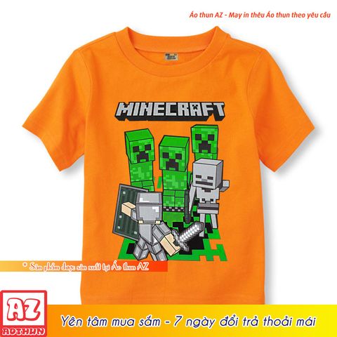  Áo thun Minecraft 4 màu đen xanh cam trắng - Có size trẻ em M2779 