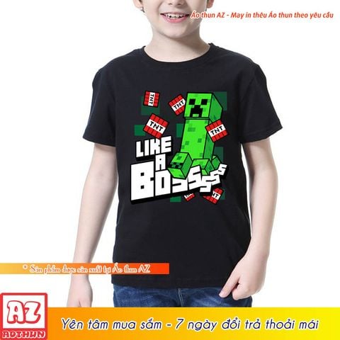  Áo thun Minecraft trẻ em 2 màu đen và đỏ - Like a Boss M2780 