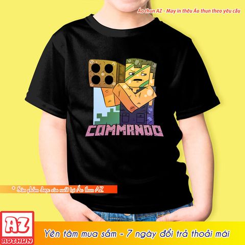  Áo thun Minecraft Commando 2 màu đen và trắng - Áo trẻ em Mẫu mới M2784 