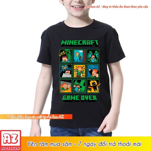  Áo thun Minecraft Game Over 2 màu đen và trắng - Áo trẻ em Mẫu mới M2786 