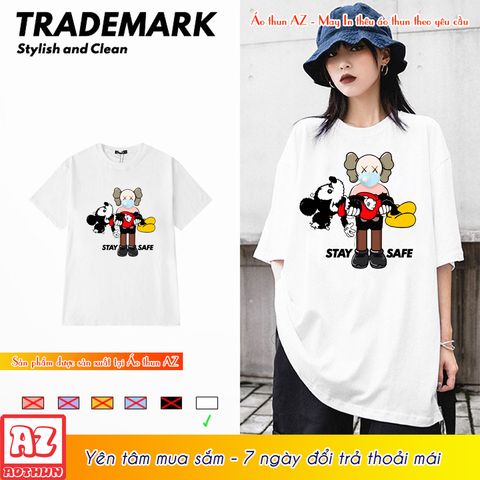  Áo thun tay lỡ ( lửng ) in hình Kaws x Mickey - Form Rộng Unisex M2787 