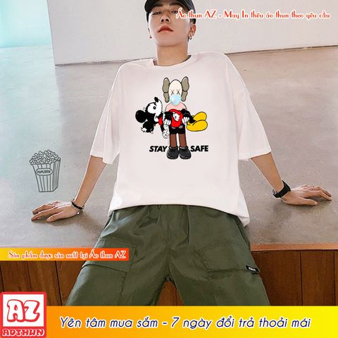  Áo thun tay lỡ ( lửng ) in hình Kaws x Mickey - Form Rộng Unisex M2787 