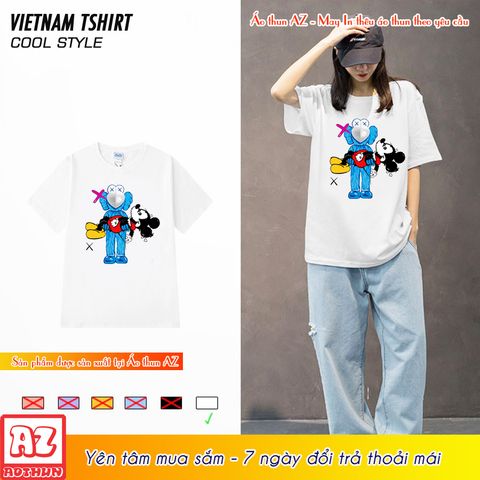  Áo thun tay lỡ ( lửng ) in hình Kaws x Mickey - Form Rộng Unisex M2788 