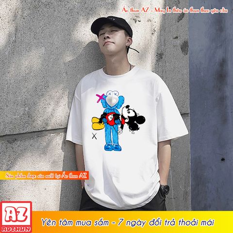  Áo thun tay lỡ ( lửng ) in hình Kaws x Mickey - Form Rộng Unisex M2788 