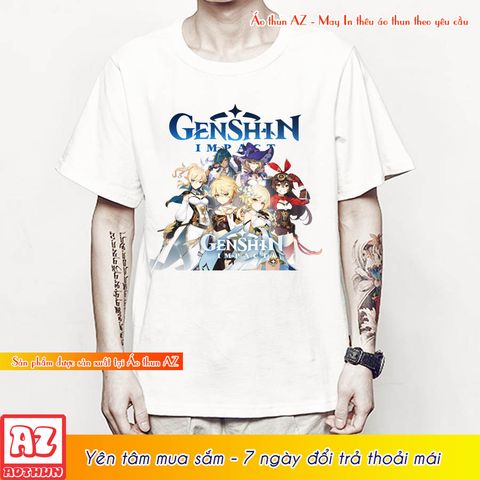  Áo thun game Genshin Impact màu đen và trắng - Form rộng Unisex M2790 