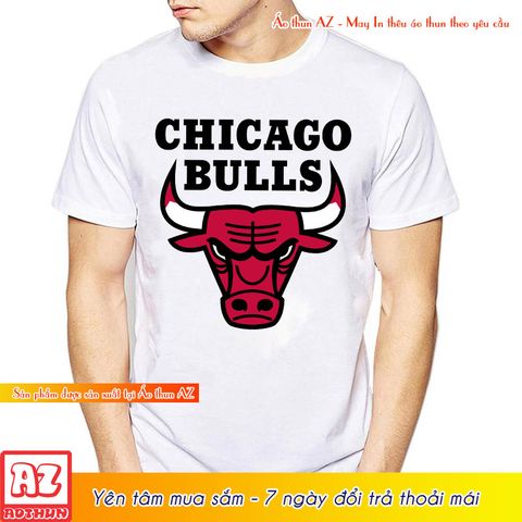  Áo thun Bull Chicago thời trang màu đen và trắng - Form rộng Unisex M2793 