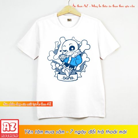  Áo thun game Undertale Sans chibi màu trắng - Có size trẻ em M2808 