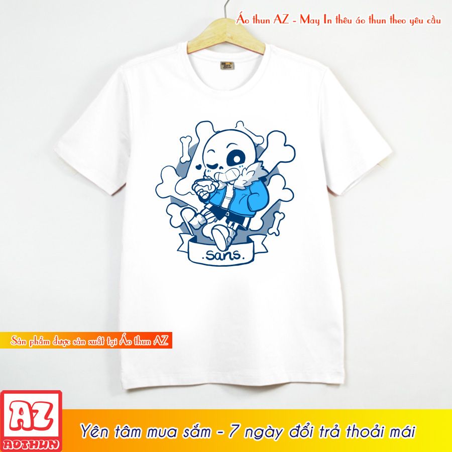 Áo thun game Undertale Sans chibi màu trắng - Có size trẻ em M2808