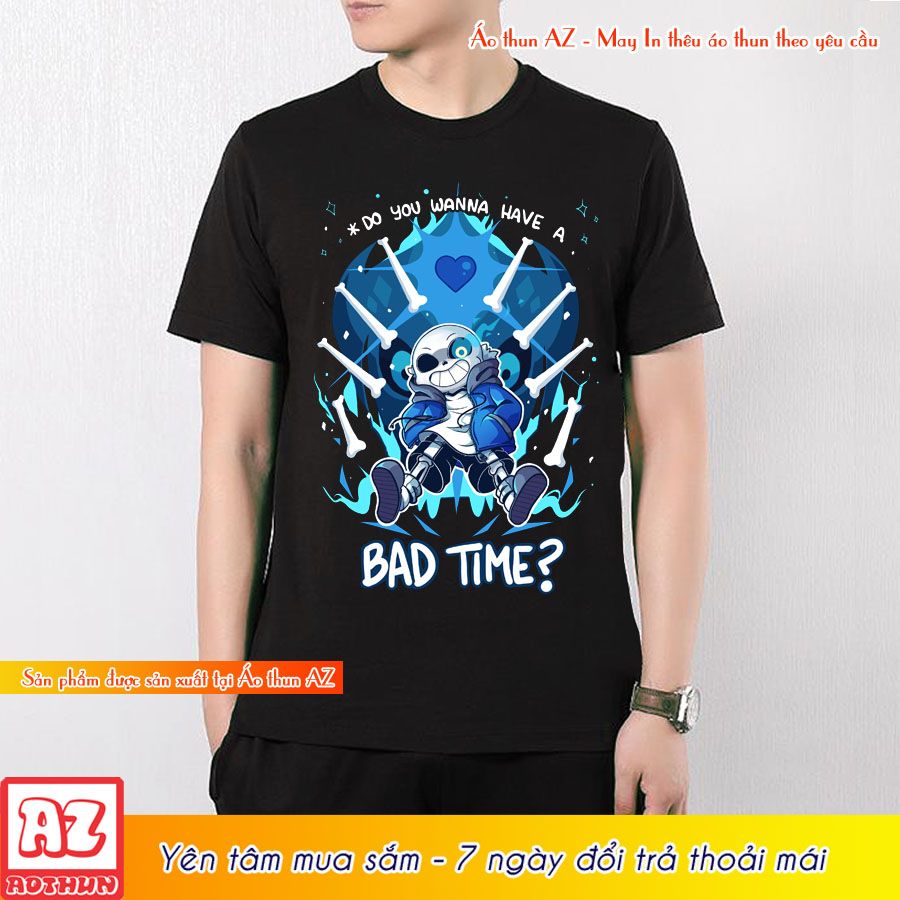 Áo thun game Undertale Sans chibi bad time màu đen - Có size trẻ em M2812