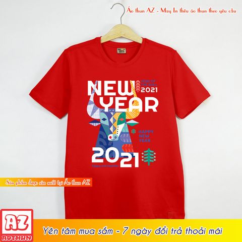  Áo thun Tết Tân Sửu 2021 màu đen đỏ trắng - Form rộng Unisex M2816 