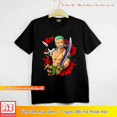  Áo thun One Piece Zoro cực ngầu màu đen và trắng - Có size trẻ em M2847 