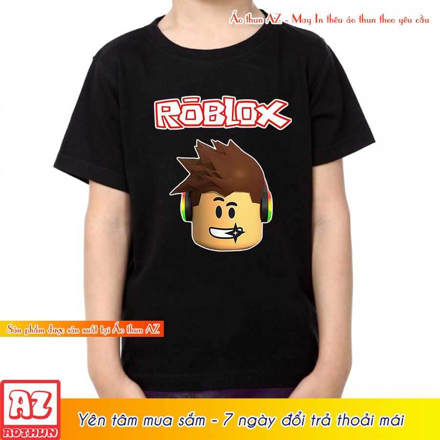 Áo thun trẻ em in hình game roblox màu đen và trắng M2889