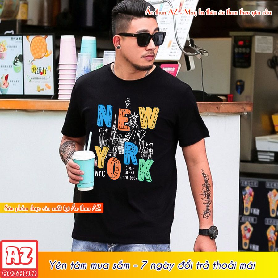 Áo thun Nam in hình NY New York City màu đen - BIGSIZE 3XL 4XL 5XL 6XL 7XL F2897